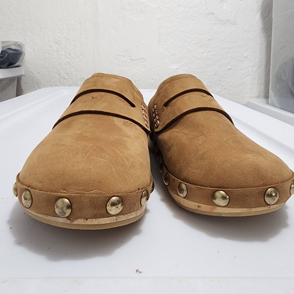 Boden Suede Penny Loafer Clogs Wooden Platform Studded Mules Womens Size 38 - Picture 3 of 11